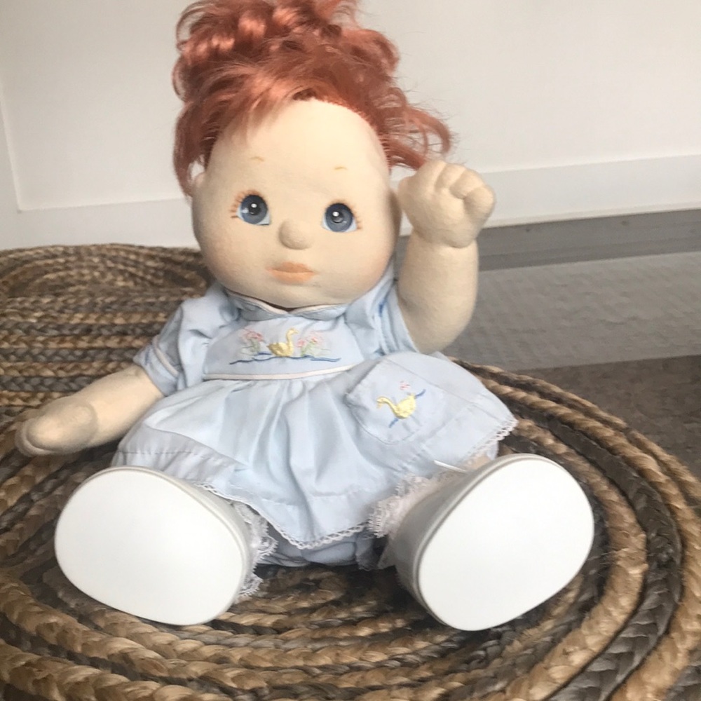 Vintage “My Child” doll. Blue dress.